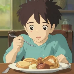hearty breakfast, no people, a close - up, digital art, illustrations, by makoto shinkai and studio ghibli