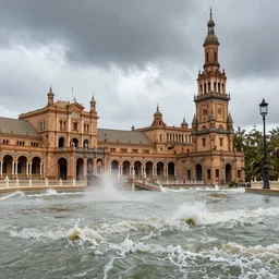 the city of seville in spain under the universal deluge