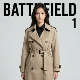 young woman wearing a trenchcoat, promotional art for'battlefield 1'