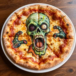 zombie pizza art food plate restaurant ultra detailed