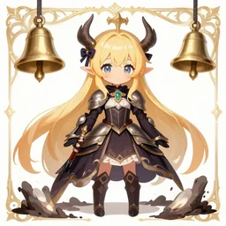cute necromancer, beauty, tales of erin, atelier ayesha. detailed bells. ashes, armor, intricate environment, digital illustration by wlop, ross tran, krenz cushart, victo ngai. bright, high contrast. crisp, cell shading, highly detailed, metallic. sharp edges, global illumination