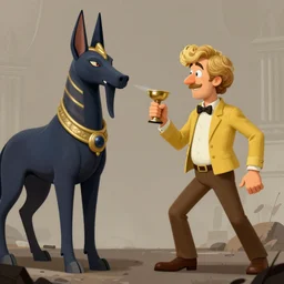 battle to the death between anubis and bob ross, 4 k, hd, concept art
