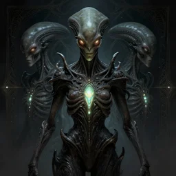 symmetry!! portrait of grotesque alien, sci - fi horror, glowing lights!!, intricate, elegant, dark design, highly detailed, dark lighting, digital art, digital painting, artstation, smooth, sharp focus, illustration, art by artgerm and h r giger and greg rutkowski and alphonse mucha, 8 k
