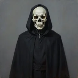 dark art of skull in cassock, centered, photorealistic painting by kenne gregoire and junji ito