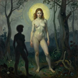 Welcome to Purgatory I will be your guide. by arnold bocklin and herbert james draper . oil on wood. highly rendered trending on artstation