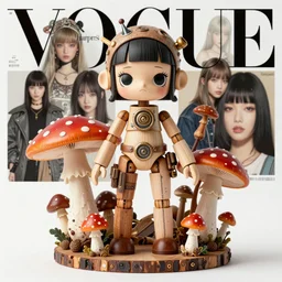 a beautiful jointed wooden art doll, japanese super dollfie, biopunk, mushrooms, fungi, fly agaric, by tim walker, by chie yoshii, by martine johanna, by simon stalenhag, by casey weldon, fashion magazine, vogue, harper's bazaar art, intricate, 8 k render in octane, sharp focus