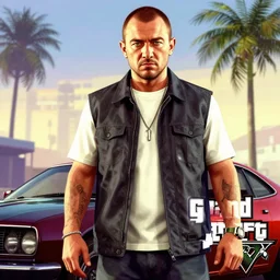 Jude Law in Grand Theft Auto 5 cover art, epic, 4k resolution, extremely detailed, very sharp, artstation, digital art, vibrant,