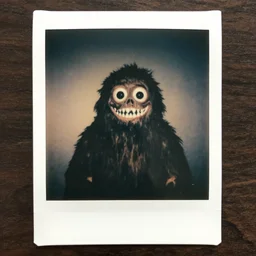 an old polaroid of a creepy monster