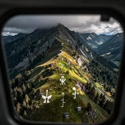 the cascadian hilltops marked with alien symbols, news footage from helicopter perspective