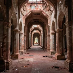 abandoned and decrypt gargantuan corridor, Scorn color scheme, Wide angle, featured in artstation, octane render, cinematic, elegant, intricate, 8k