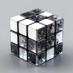 a rubix cube made of ink and glass, pilot iroshizuku ink, unreal engine 5, raytracing, made of glass, full of ink, photo