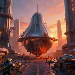a bulbous zaha hadid space-station city street interior inspired by a nuclear reactor submarine and maschinen krieger, ilm, beeple, star citizen halo, mass effect, 2001 space odyssey, elysium, iron smelting pits, warm saturated colours, atmospheric perspective, dramatic sunset