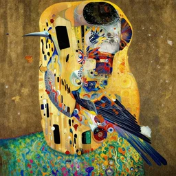 an insanely detailed cell shaded vector art of a side profile portrait of a mechanical bird, intricate detailed color smashing fluid oil paint and acrylic, autumn leaves, melting wax, mycelia, abstract impressionism, ruan jia, fantasy, hyper detailed, concept art, by gustav klimt,