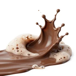 wave sweets chocolate milk cocoa liquid brown dark curl flood movement incoming tide reflective river pool molten light frothy mix flavor ocean white background. with clipping path. 3 d illustration