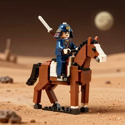 samurai riding a horse on mars, lego bricks