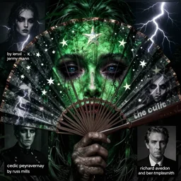 emaciated ( the cure fan ) as dream from sandman, dim stars as eyes, by jeremy mann, by cedric peyravernay, by by russ mills, by richard avedon and ben templesmith, dramatic lightning, sadness, dark eye sockets, in the green shadows, punk rock, gothic, high detailed, 8 k