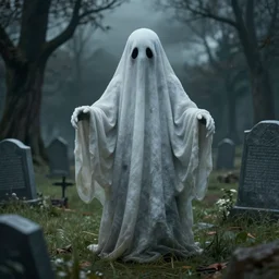 nizovtsev victor photo - realistic render of a strange ghost in a graveyard