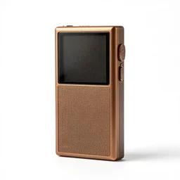 bronze walkman, studio product photography, isolated on a pure white background, centered, entire object in frame, sharp focus, soft studio lighting