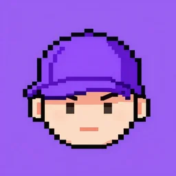3 d pixel art of a purple cap, purple background