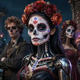 beautiful female android!, intricate detailed environment, moody portrait by paul bellaart and julia hetta, global illumination, cinematic, ( el dia los muertos ), smooth, blade runner, photorealism, hd, 8 k, beautiful, cinematic, art by moebius and rutkowski and artgerm and michelangelo and mucha and loish and wlop