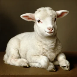 renaissance portrait of a little lamb , Carvaggio, da Vinci, rembrandt