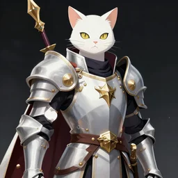 warforged druid anime knight, cat man
