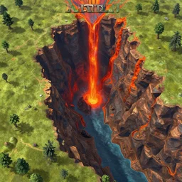 Lava Canyon,Magma,by Sid Meier\'s Civilization VI ,isometric view,by Greg Rutkowski