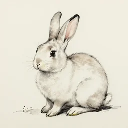 a ink sketch of rabbit, yoji shinkawa
