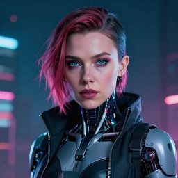 Portrait of cyberpunk cyborg Millie Bobby Brown by Yoji Shinkawa