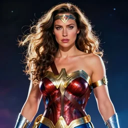 photorealistic art of Harvey Weinstein as Wonder Woman, dynamic lighting, space atmosphere, hyperrealism, stunning visuals
