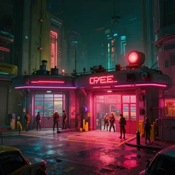 photo environement cyberpunk fire station : 4, 4 k rtx hdr volume light concept studio matte painting environement digital illustration style cyberpunk 2 0 7 7 artstation artur tarnowski, mihai muscan, marcin tomalak, marta leydy, marcin stepien, charlotte hughes, zuzanna dabrowa neon bioluminiscence