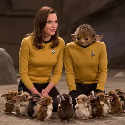 Gal Gadot and Tribbles, Tribbles, Tribbles, Tribbles and more Tribbles in a scene from Star Trek the original series