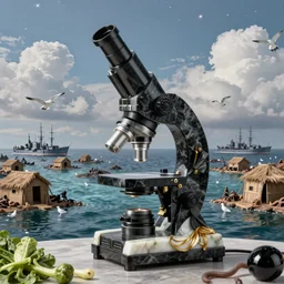 optical microscope view, portrait, ocean, naval battles, war, knight, huts, seagulls, rivers, famine, death, wide angle, puffy clouds, skies behind, stars in sky, italian masterpiece, Ashford Black Marble, sculpture, baroque, draped with water and spines, marble and gold, drapes, white details, still life vegetables, Obsidian, portrait, worms, render, artstation, ultra detailed