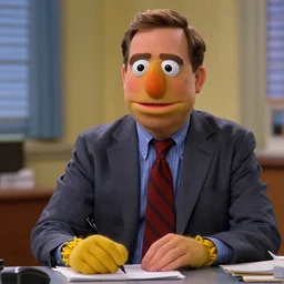 film still of muppet muppet Michael Scott as a muppet from The Office, 4k