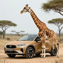 a car inspired by a giraffe, product photography, automotive photography, high quality, 4 k