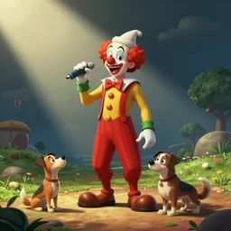 🎹🐕🇦🇴🤡 in the style of nintendo concept art