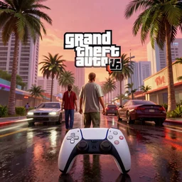 still next - gen ps 5 game grand theft auto 6 2 0 2 4 remaster, graphics mods, rain, red sunset, people, rtx reflections, gta vi, miami, palms and miami buildings, photorealistic screenshot, unreal engine, 4 k, 5 0 mm bokeh, gta vice city remastered, artstation