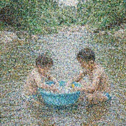 kids bathing in the river during summer