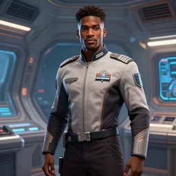 epic professional digital art of stunningly handsome male caribbean starship science officer, by leesha hannigan, iris van herpen, artstation, cgsociety, wlop, epic, much wow, much detail, gorgeous, detailed, masterpiece