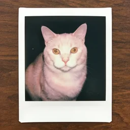 polaroid of a pink cat