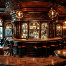 detailed 6 0 0 mm real photography of an intricate cute elegant bar in los angles style