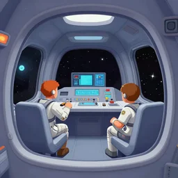 inside a spaceship, from a space themed LucasArts point and click 2D graphic adventure game, made in 1999, high quality graphics