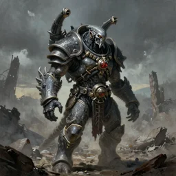 an epic matte painting of a githyanki raced person in the apocalypse by peter mohrbacher by yoji shinkawa by jeff easley