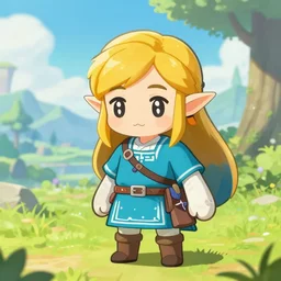 Link from The Legend of Zelda Breath of the Wild In a Japanese kawaii style