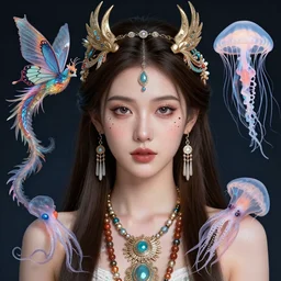 demon goddess close-up portrait tribal slavic princess, jellyfish phoenix dragon, butterfly squid, burning halo, intricate artwork by Tooth Wu and wlop and beeple, greg rutkowski, very coherent symmetrical artwork, cinematic, hyper realism, high detail, octane render, unreal engine, 8k, Vibrant colors, Smooth gradients, High contrast, depth of field