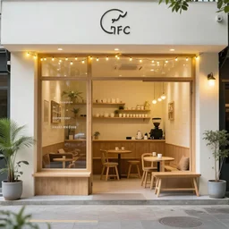 professional photograph of a cozy little nature - themed coffee shop with fairy lights, high quality, hd, highly detailed, award - winning, awe - inspiring, 4 k, 8 k,