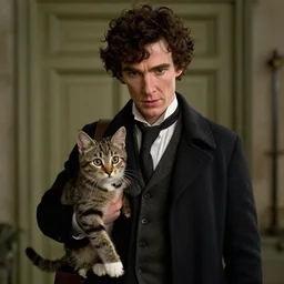 film still if a cut kitten as sherlock holmes in the new sherlock holmes movie, 8 k