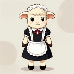 beautiful anthropomorphic female sheep dressed in a 1 9 5 0 s waitress outfit, cartoon, digital art, full character, minimalist and abstract background, hyper details