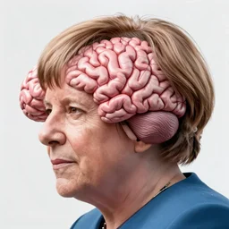 Angela merkel has a big big brain. Detailed digital art by greg rutkowski, Thomas kinkade, Keith Parkinson, artstation, cgsociety, deviantart, 8k, HD