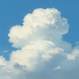 stylized clouds, curls clouds, blue sky by makoto shinkai, pixar